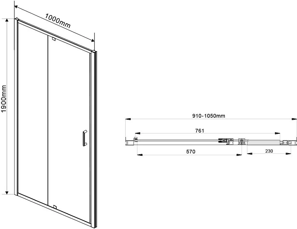 Душевая дверь в нишу Vincea Intra VDP-1I9010CL 90/100 см, стекло прозрачное, хром Sancos — официальный сайт