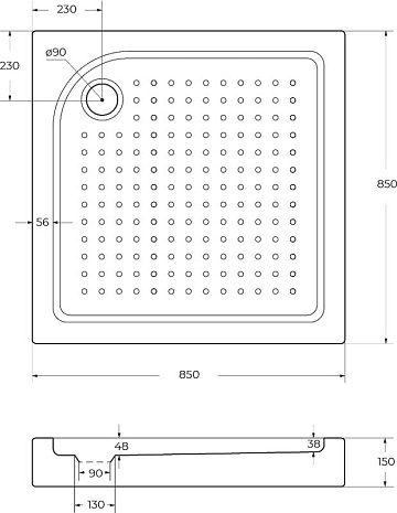 Поддон для душа BelBagno Tray 85х85 с сифоном