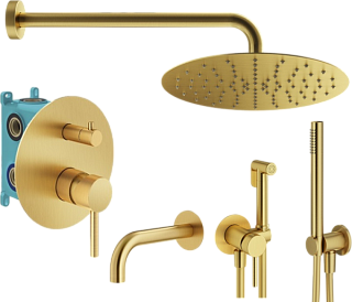 Комплект для ванной Plumberia Selection Ixo KITZXO19OB60 С ВНУТРЕННЕЙ ЧАСТЬЮ, золото брашированное