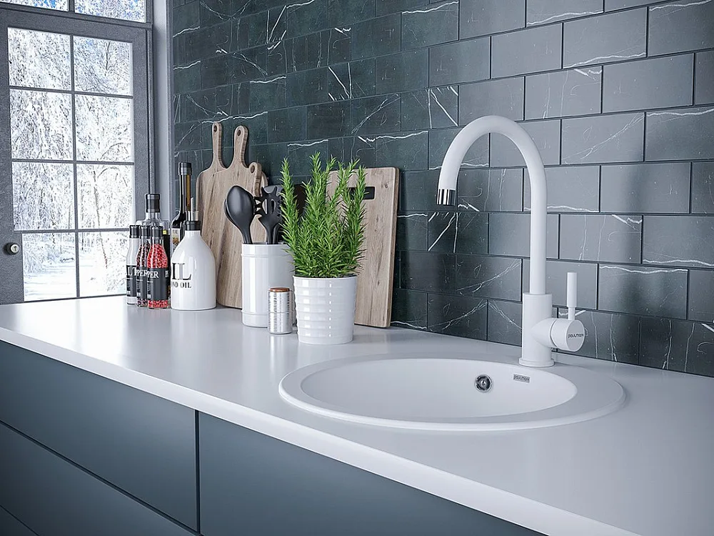 Смеситель для кухни Paulmark Holstein Ho212063-WH, белый матовый Sancos — официальный сайт