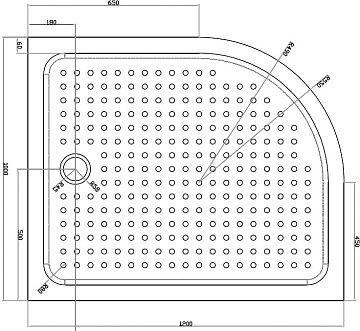 Поддон для душа Cezares Tray TRAY-A-RH-120/100-550-15-W-R R120х100 R, с сифоном