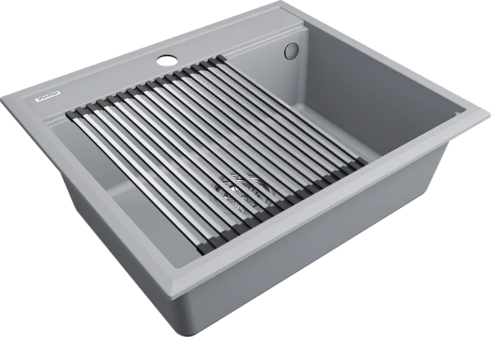Мойка кухонная Paulmark Stepia + Step PM115951-GRS+R375-BS серый дым Sancos — официальный сайт