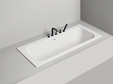 Ванна из искусственного камня Salini Orlanda Axis Kit S-Sense 180x80 см, встраиваемая, матовая белая
