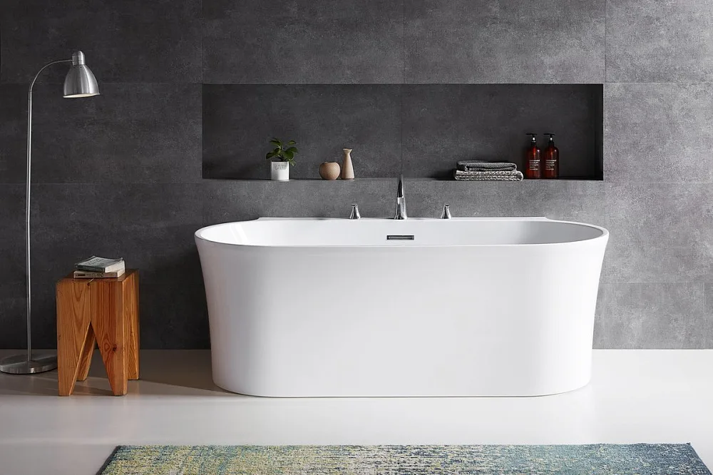 Акриловая ванна BelBagno BB409-1500-800 150x80 см, пристенная, белая, овальная, со сливом-переливом Sancos — официальный сайт