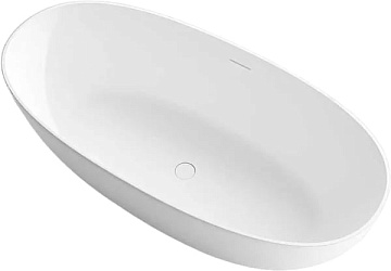 Ванна из искусственного камня Vincea VBT-6S01MW 170x75 см, отдельностоящая, матовая белая, овальная,