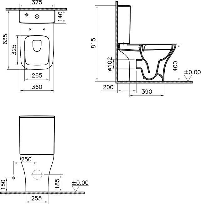 Унитаз-компакт напольный VitrA Polar 9843B003-7201 Sancos — Оригинал