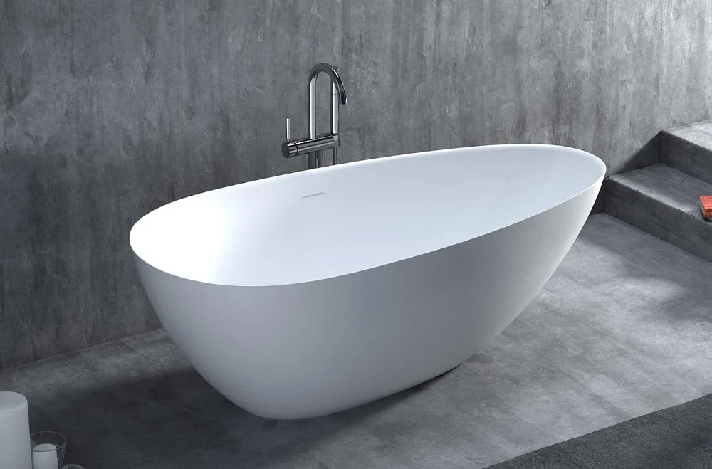 Ванна из искусственного камня Salini Paola In S-Sense 160x75 см, отдельностоящая, белая, овальная, с Sancos — официальный сайт