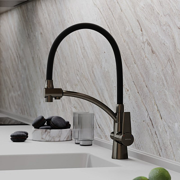 Смеситель для кухни Sancos Eri SC4001GG с гибким изливом, вороненая сталь
