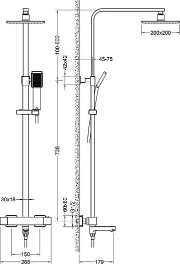 Душевая стойка Timo Tetra-Thermo SX-0169/03, с термостатом, черная