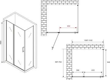 Душевой уголок Abber Sonnenstrand AG04110MS-S70M 110x70, профиль хром, стекло матовое