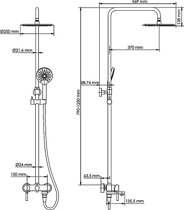 Душевая стойка Wasserkraft A14201, никель