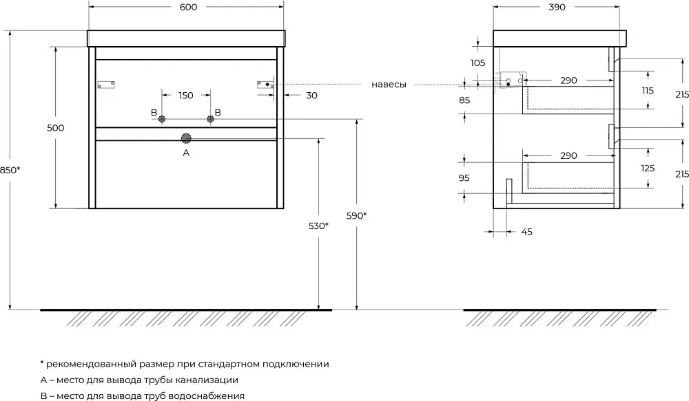Тумба под раковину без столешницы BelBagno Kraft 39 60 cemento grigio Sancos — официальный сайт