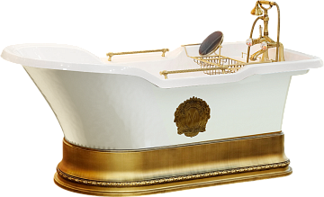 Ванна из искусственного камня Migliore Impero 25809 180x85 см, отдельностоящая, белая, с ручками, со