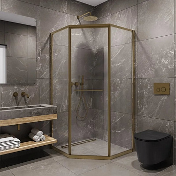 Душевой уголок Timo TTSS-100/17C-8R 100x100 см, профиль матовое золото, стекло прозрачное
