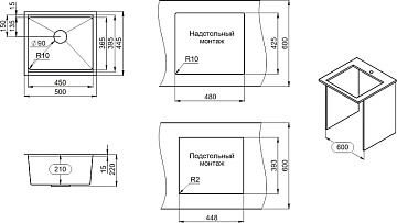 Мойка кухонная Granula Kitchen Space 5045U матовая сталь