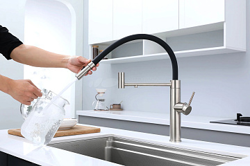 Смеситель для кухни Paulmark Ganymede Ga213199-BS с гибким изливом, брашированная сталь