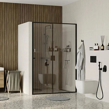 Душевая дверь в нишу Wasserkraft Dill 61S13 110 см, профиль матовый черный, стекло прозрачное