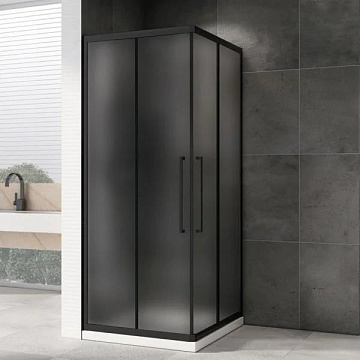 Душевой уголок Abber Schwarzer Diamant AG02080BMH 80x80, профиль черный матовый, стекло матовое