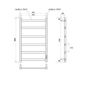Полотенцесушитель электрический APEXTERMO Терра Лайт TR00384BL 800x450, черный