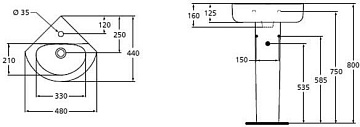 Мебельная раковина Ideal Standard Connect E793101 угловой