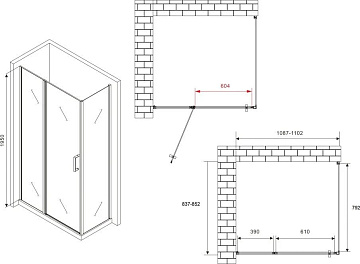 Душевой уголок Abber Sonnenstrand AG04110BS-S85B 110x85, профиль черный, стекло прозрачное