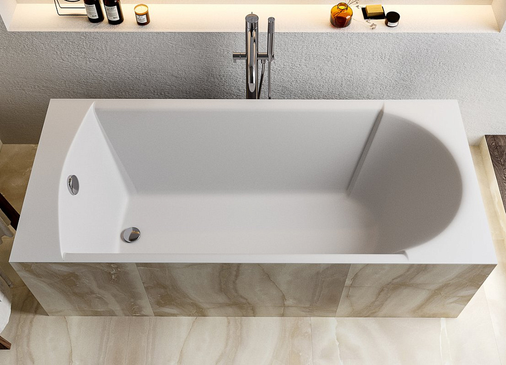 Ванна из искусственного камня Marmo Bagno Глория 150x70 см, пристенная, белая, на ножках