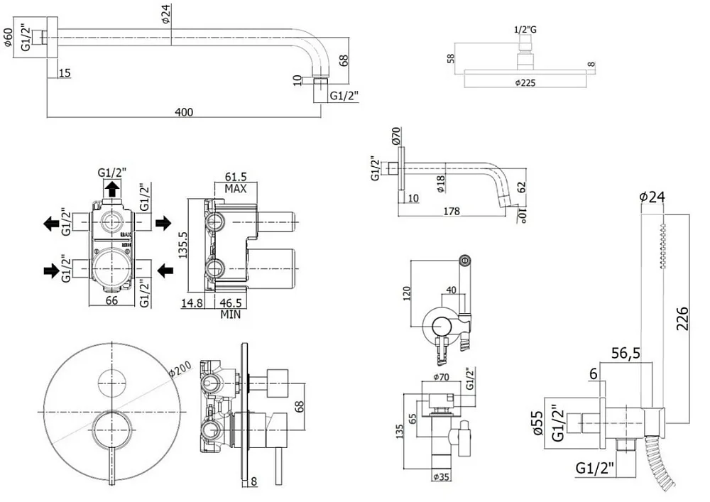 Комплект для ванной Paffoni Light KITZLIG019CR045 С ВНУТРЕННЕЙ ЧАСТЬЮ, хром Sancos — официальный сайт