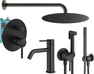 Комплект для ванной Plumberia Selection Ixo KITZXO18NO53 С ВНУТРЕННЕЙ ЧАСТЬЮ, черный матовый
