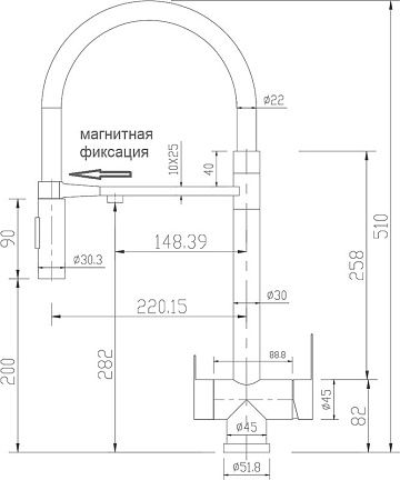 Смеситель для кухни Zorg Sanitary SZR-3030 BRONZE бронза