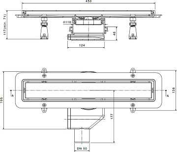 Душевой трап (лоток) Pestan Confluo Premium Line 450, белое стекло/сталь