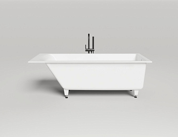 Ванна из искусственного камня Salini Cascata S-Sense 170x75 см, встраиваемая, матовая белая, на ножк