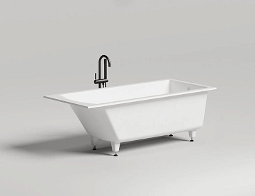 Ванна из искусственного камня Salini Cascata S-Sense 170x70 см, встраиваемая, матовая белая, на ножк