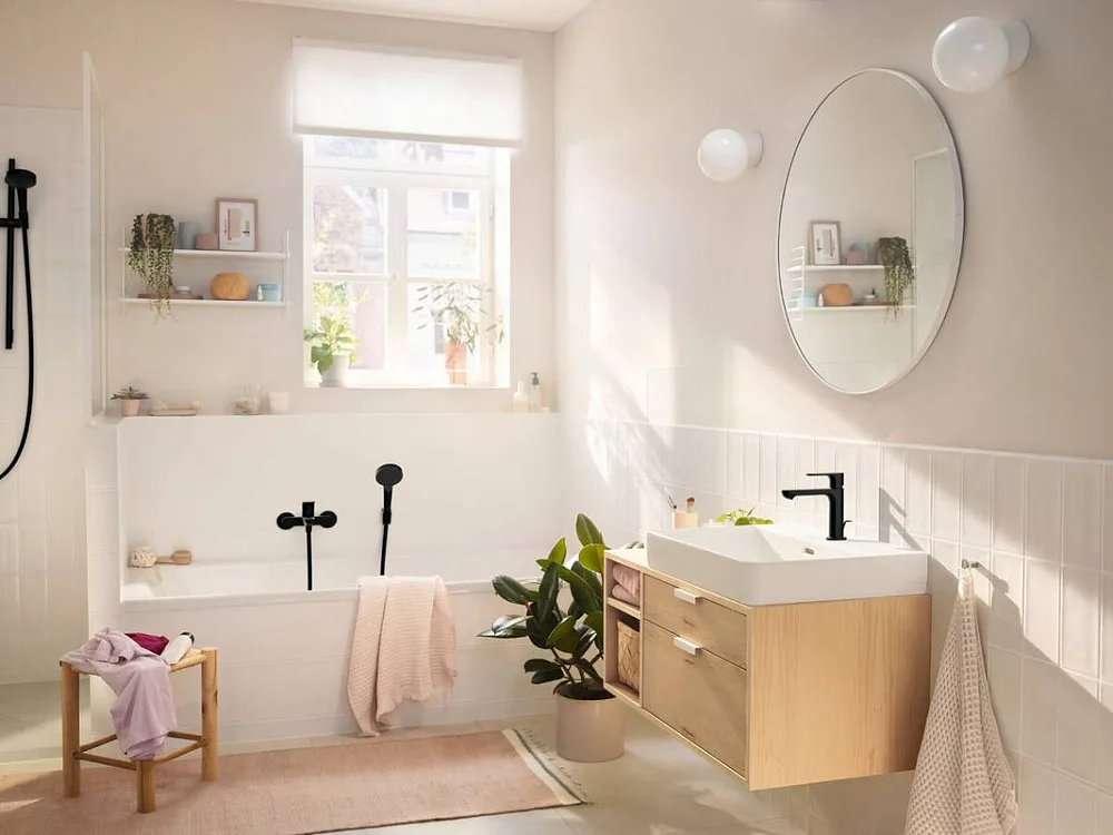 Смеситель для раковины Hansgrohe Rebris S 72517670 с донным клапаном, черный матовый Sancos — официальный сайт
