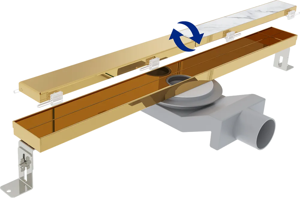 Душевой трап (лоток) Plumberia Selection PSL Linear 60 см, золото 24К Sancos — официальный сайт