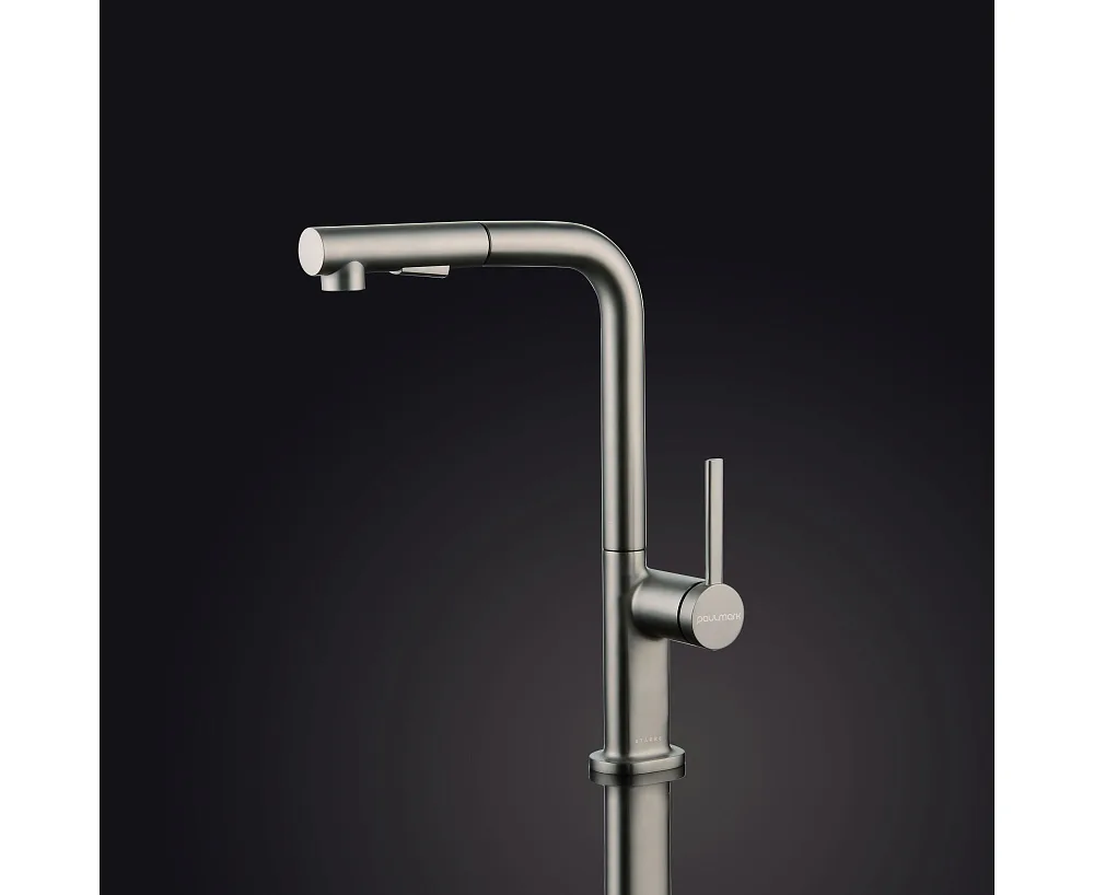 Смеситель для кухни Paulmark Neo Ne214419-BS, брашированная сталь Sancos — официальный сайт