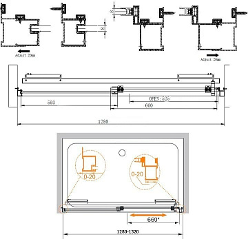 Душевая дверь в нишу Cezares Lux soft W BF1 130 C Cr IV