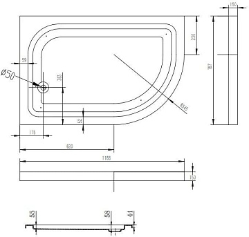 Душевой уголок Esbano ESR-8027А 120x80, L, с поддоном