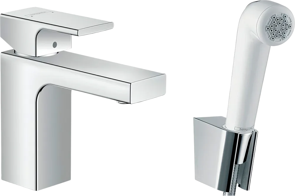 Смеситель для раковины Hansgrohe Vernis Shape 71216000 с гигиеническим душем, хром Sancos — официальный сайт