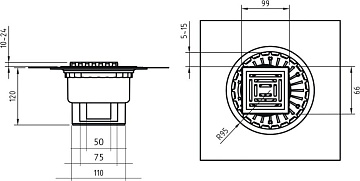 Душевой трап Berges Zentrum Antik 090464, 10x10 см, матовый хром