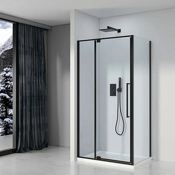 Душевой уголок Black&White Stellar Wind S812 BC 100х100, профиль черный, стекло прозрачное