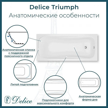 Ванна из литьевого мрамора Delice Triumph 170х75 см, пристенная матовая