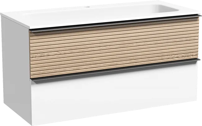 Тумба под раковину Sancos Delta 100 подвесная дуб светлый/белый, DL100W Sancos — Оригинал