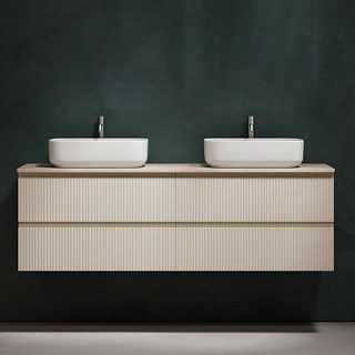 Тумба с раковиной Sancos Snob T 160 beige soft, столешница бежевая TT160A2X, раковина CN5043