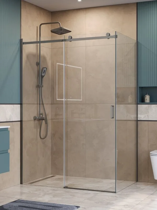 Душевой уголок BelBagno Soft Close-2 AH-1-140/100-C-GM профиль оружейная сталь Sancos — официальный сайт