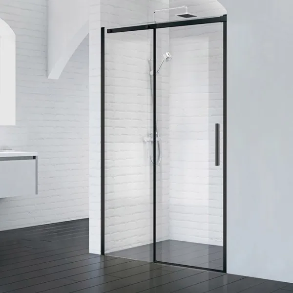 Душевая дверь в нишу BelBagno Acqua -BF-1-140-C-NERO профиль черный матовый