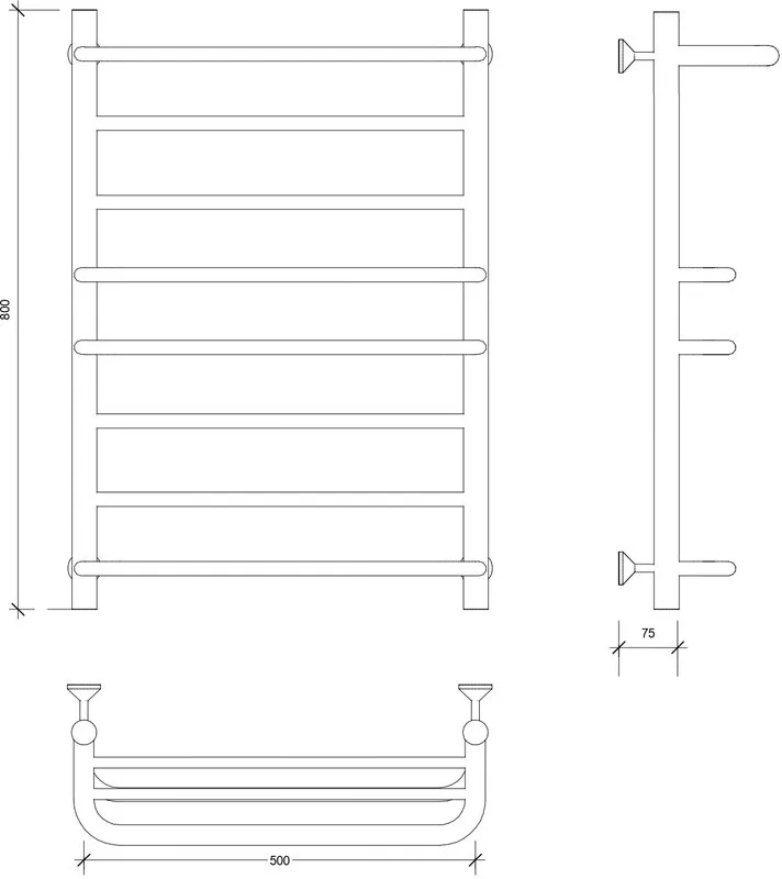 Полотенцесушитель водяной Secado Верона 2 80x50, черный матовый Sancos — официальный сайт