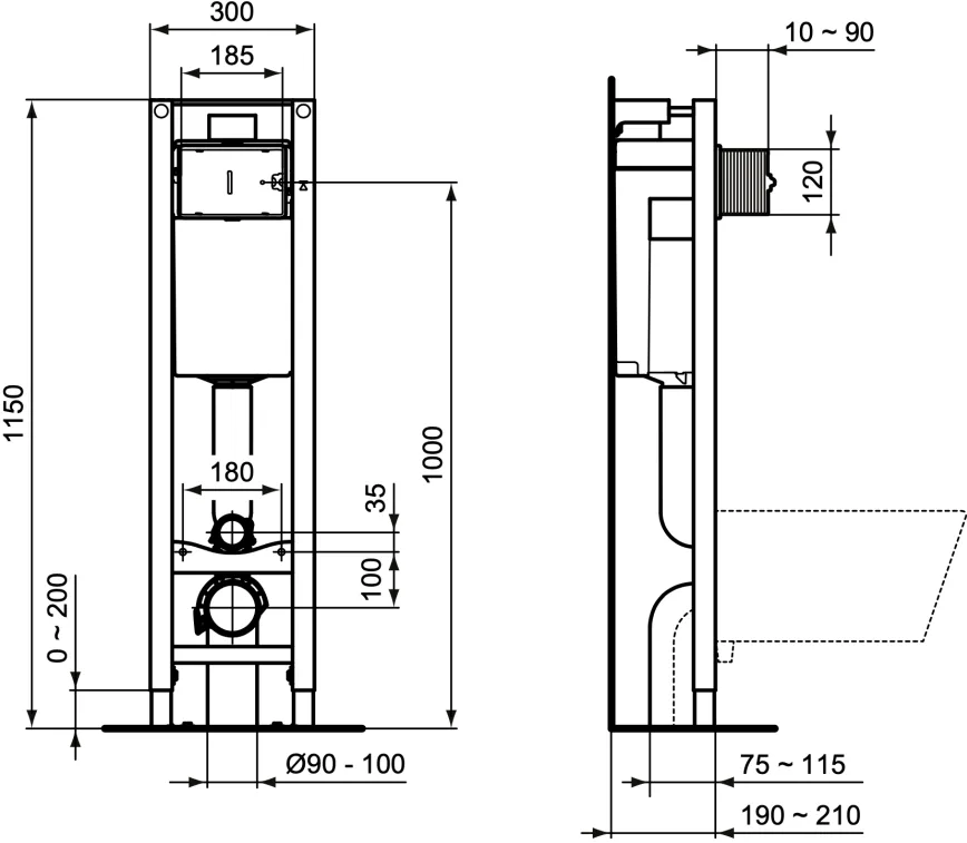 Система инсталляции для унитазов Ideal Standard Prosys Eco Frame M E2332AC, кнопка смыва белая Sancos — официальный сайт