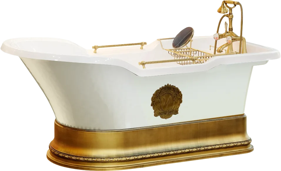 Ванна из искусственного камня Migliore Impero 25809 180x85 см, отдельностоящая, белая, с ручками, со Sancos — официальный сайт