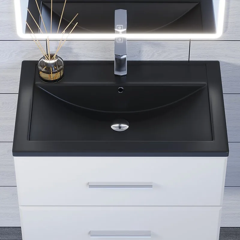 Мебельная раковина Uperwood Foster Quartz 291030034 70 см, матовая черная, уголь Sancos — официальный сайт