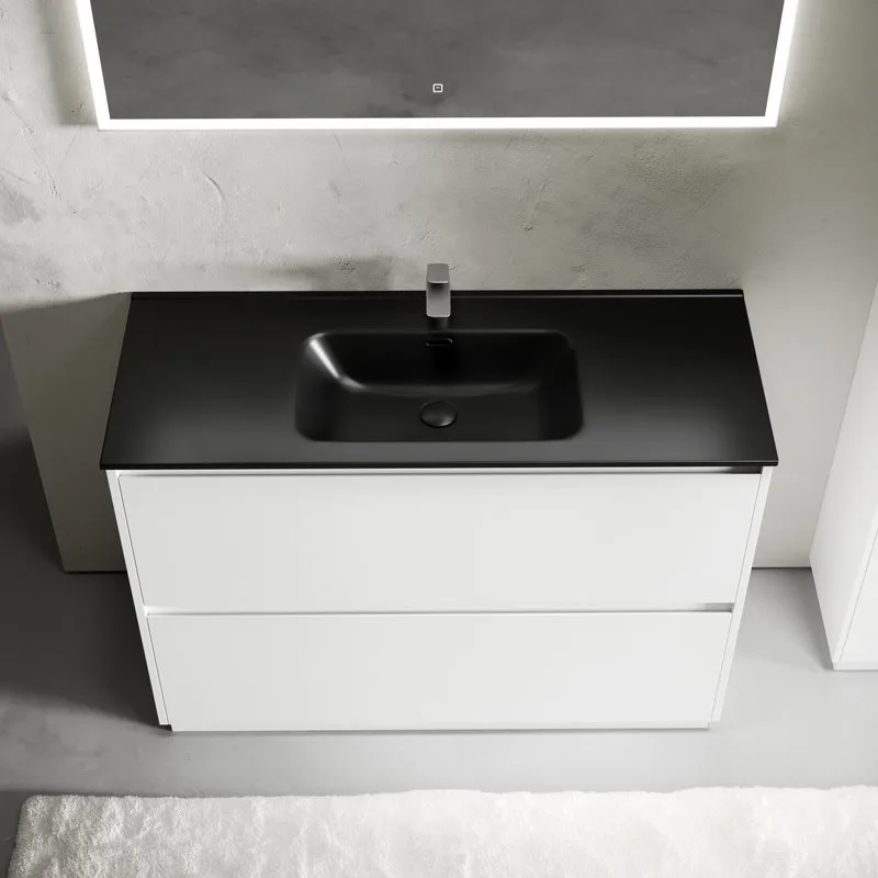Тумба с раковиной Sancos Libra Floor 120 белый глянец, черная раковина CN7006MB Sancos — официальный сайт
